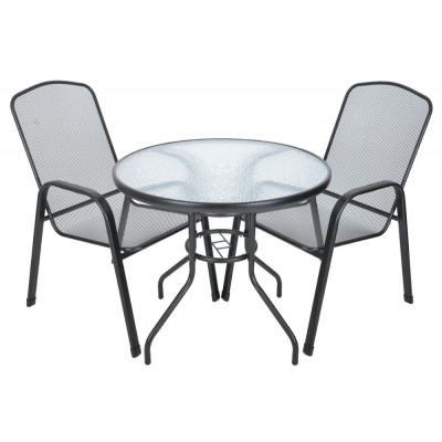 Záhradný stôl ZWMT Ø 80 cm kovový so sklenenou doskou