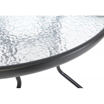 Záhradný stôl ZWMT Ø 80 cm kovový so sklenenou doskou