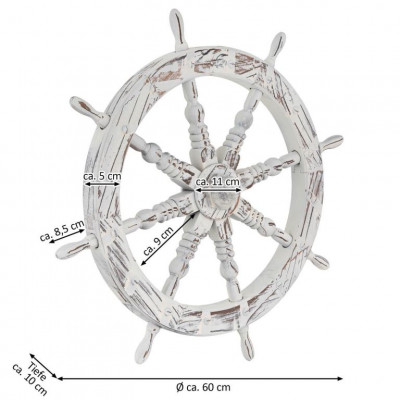 Garthen drevené kormidlo, štýlová dekorácia - 60 cm