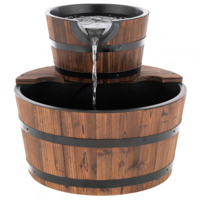 Záhradná fontána - fontána s dvoma drevenými vedrami