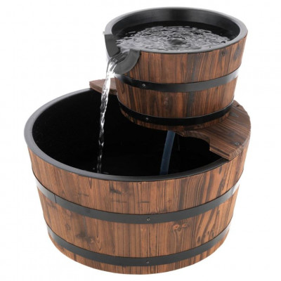 Záhradná fontána - fontána s dvoma drevenými vedrami