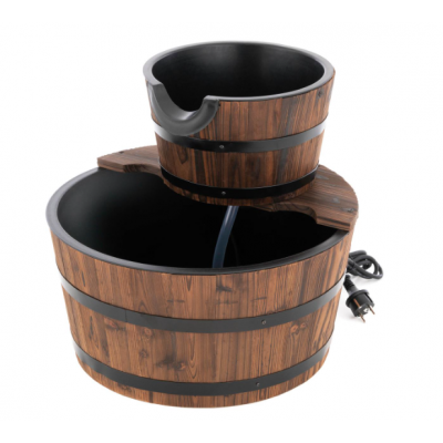 Záhradná fontána - fontána s dvoma drevenými vedrami