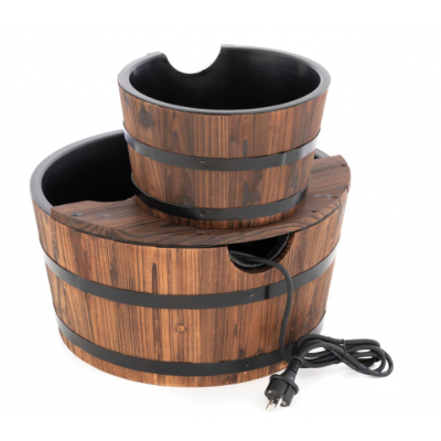 Záhradná fontána - fontána s dvoma drevenými vedrami