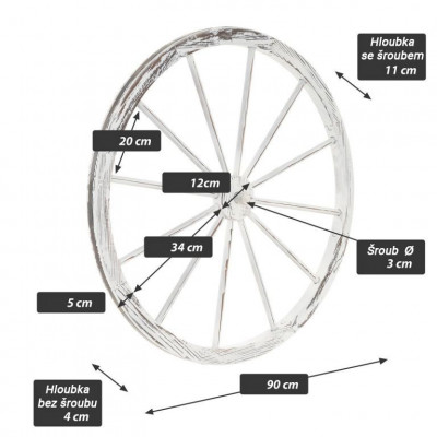 GARTHEN dekoratívne drevené koleso, 90 cm