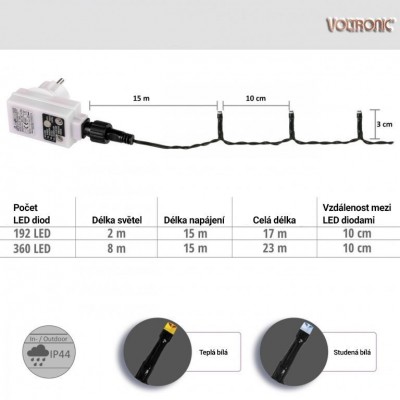 VOLTRONIC Svetelná reťaz v tvare kužeľa,360 LED,teplá biela. VOLTRONIC Svetelná reťaz v tvare kužeľa,360 LED,teplá biela.