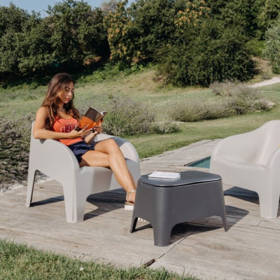 Plastový stôl PETRA + box, grafit