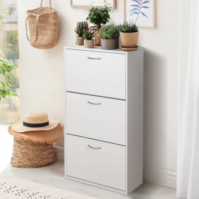 Miadomodo Výklopný botník biely - 59 x 105 x 22 cm