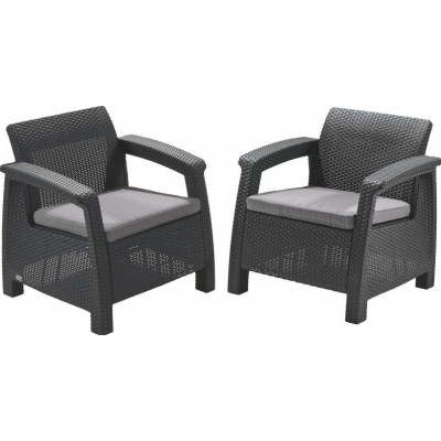 CORFU DUO kreslá 2ks antracit / sivé pod.