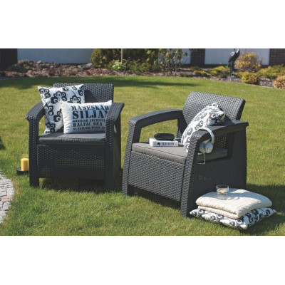 CORFU DUO kreslá 2ks antracit / sivé pod.