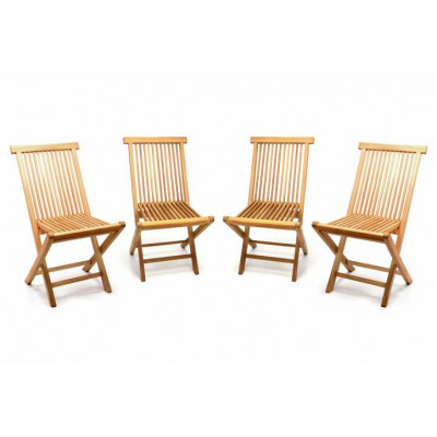 Sada 4 kusov - záhradné skladacie stoličky DIVERO - teak