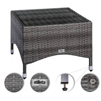 STILISTA odkladací stolík, 58 x 58 cm, polyratan, krémový