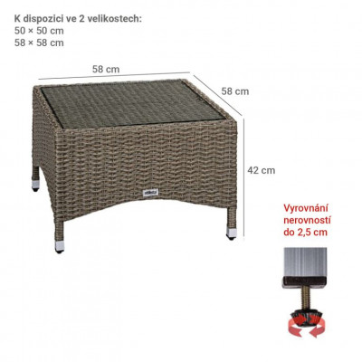 STILISTA odkladací stolík, 58 x 58 cm, polyratan, krémový