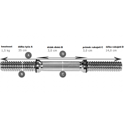 Jednoručná liatinová činka MOVIT - 15 kg