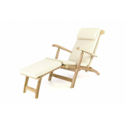 Záhradné drevené lehátko DIVERO Florentine + polstrovanie - béžové