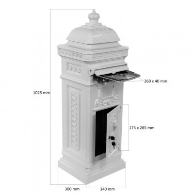 Poštová schránka starožitná antik - biela