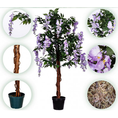 PLANTASIA umelý strom Vistária 120 cm, modrofialové kvety