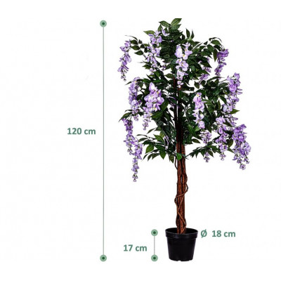 PLANTASIA umelý strom Vistária 120 cm, modrofialové kvety