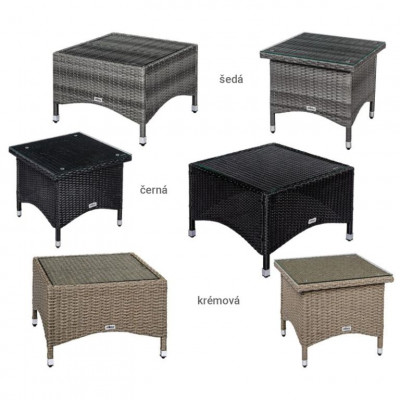 STILISTA odkladací stolík polyratan, 50 x 50 cm, krémový