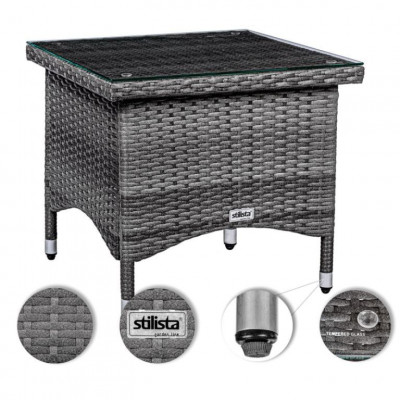 STILISTA odkladací stolík polyratan, 50 x 50 cm, krémový