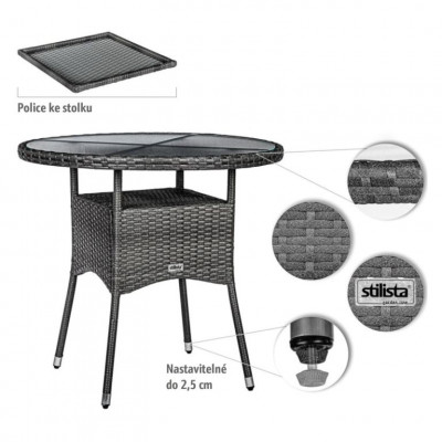 STILISTA odkladací stolík 80 x 80 x 75 cm polyratan, krémový