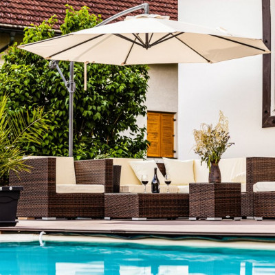 STILISTA záhradný slnečník s kľučkou 3,5 m, zelený + LED