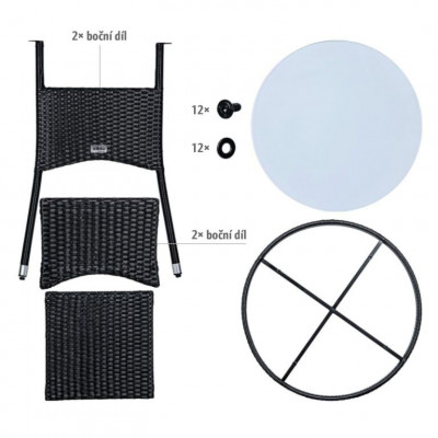 STILISTA  Polyratanový stolík, 80 x 80 x 75 cm, čierny