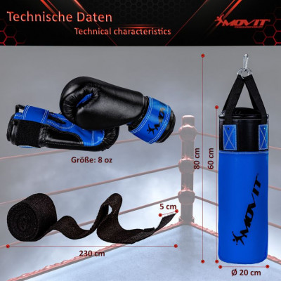 MOVIT Boxovacia sada pre deti modrá / čierna