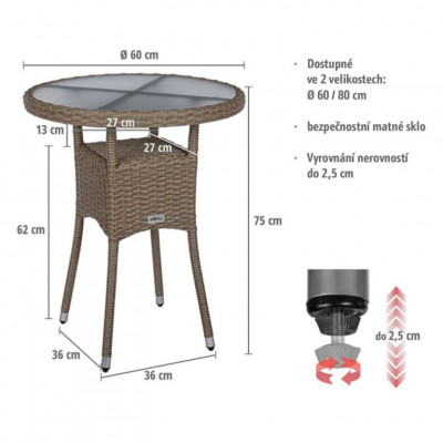 STILISTA okrúhly záhradný stolík, 60 cm, čierny