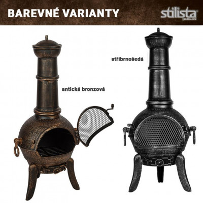 STILISTA Vonkajší záhradný krb, 112 cm, strieborno/sivý