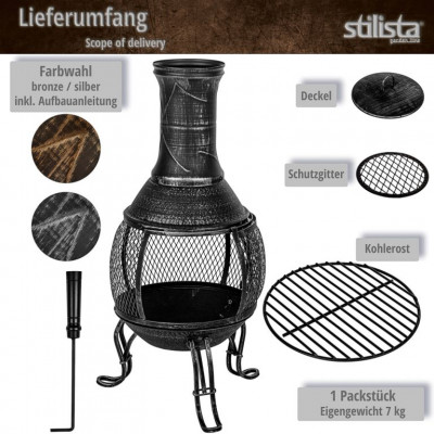 STILISTA Terasový krb, 89 cm, strieborno-sivý