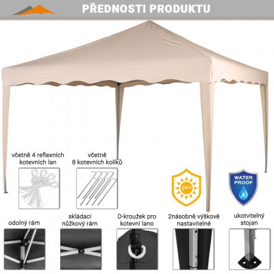 INSTENT BASIC záhradný párty stan - 3 x 3 m, béžový