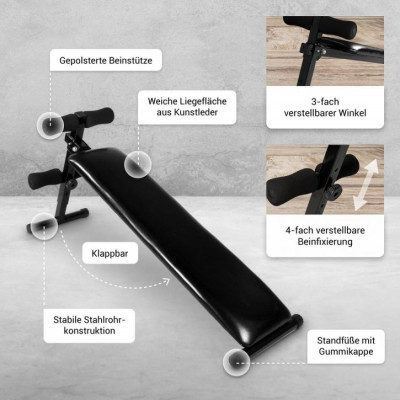 Gorilla Sports Šikmá polohovateľná lavica na brucho, 120 cm