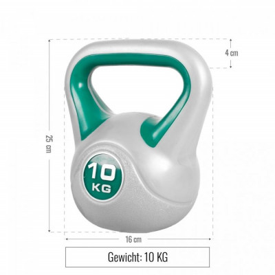 Gorilla Sports Kettlebell činka, vinylová, zelená, 10 kg