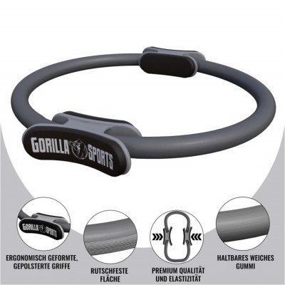 Gorilla Sports Kruh na pilates, 36 cm, sivý