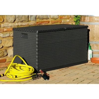 Záhradný plastový box RATTAN 420 L, grafitový