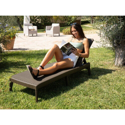 Plastové záhradné lehátko NUMANA, hnedé