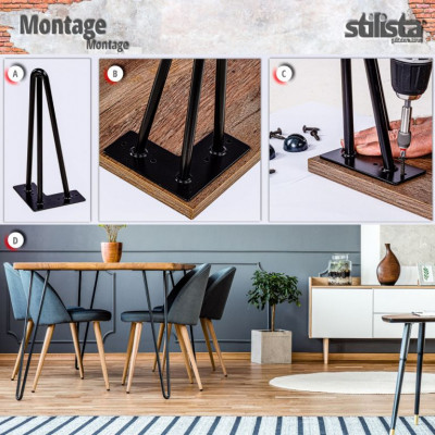 Nábytková noha z 3 tyčiek, 40 cm, čierna