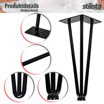 STILISTA nábytková noha z 3 tyčiek, 70 cm, čierna