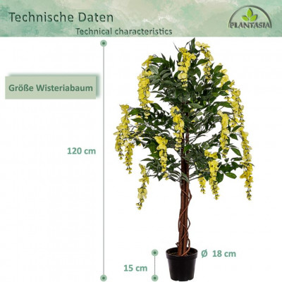 PLANTASIA umelý strom, 120 cm, Wisteria, krémová