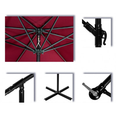 STILISTA záhradný slnečník, 330 x 249 cm, červený