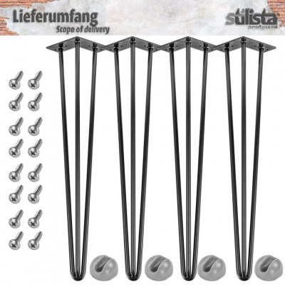 STILISTA nábytková noha z 3 tyčiek, 60 cm, strieborná