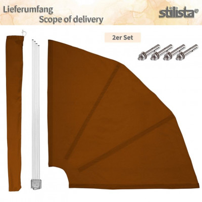 STILISTA 2 dielna balkónová zástena, 140 x 140, hnedá