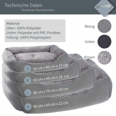 Petstuff pelech pre psa, veľkosť L, 80 x 70 x 20 cm, sivý