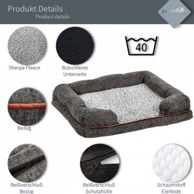 Pelech pre psa veľkosť L, tmavo šedý, 106 x 80 x 18 cm