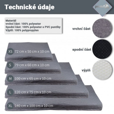 Vankúšik pre psa veľkosť M, svetle šedý, 100 x 65 x 10 cm