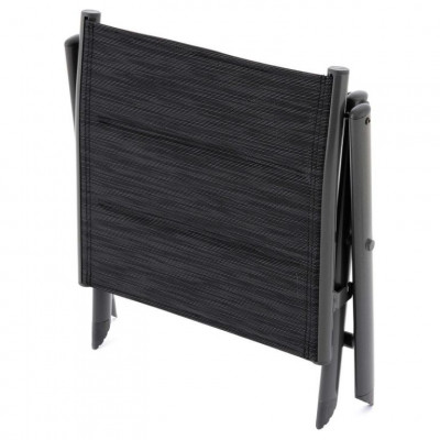 Sklopná hliníková stolička - čierna, tmavosivý rám