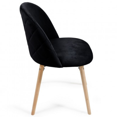 Sada jedálenských zamatových stoličiek, čierne, 2 ks