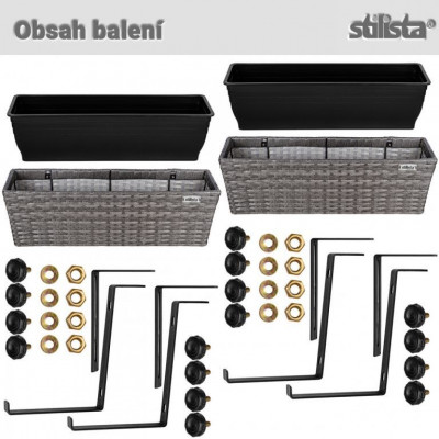 STILISTA sada závesných kvetináčov na kvety, šedá, 2 kusy