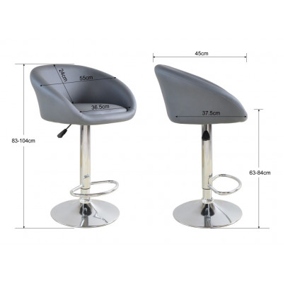 Sada 2 barových stoličiek antracit, výškovo nastaviteľné