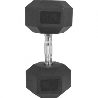 Gorilla Sports Šesťhranná pogumovaná činka, 15 kg